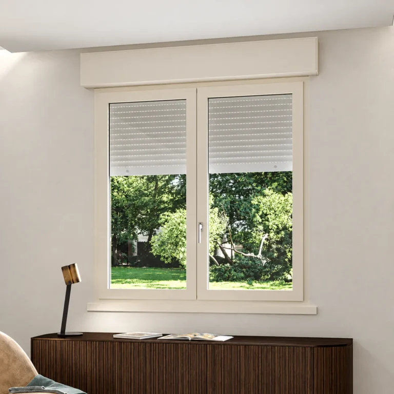 Ventana de PVC con persiana enrollable y cajón superior